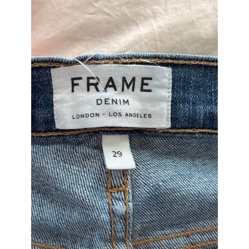 FRAME Denim Le High Skinny Jeans Medium Wash Raw Step Hem Size 29 - Picture 4 of 6